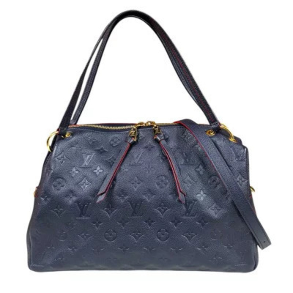 Louis Vuitton Pontheau Monogram Empreinte Shoulder Bag Navy Blue